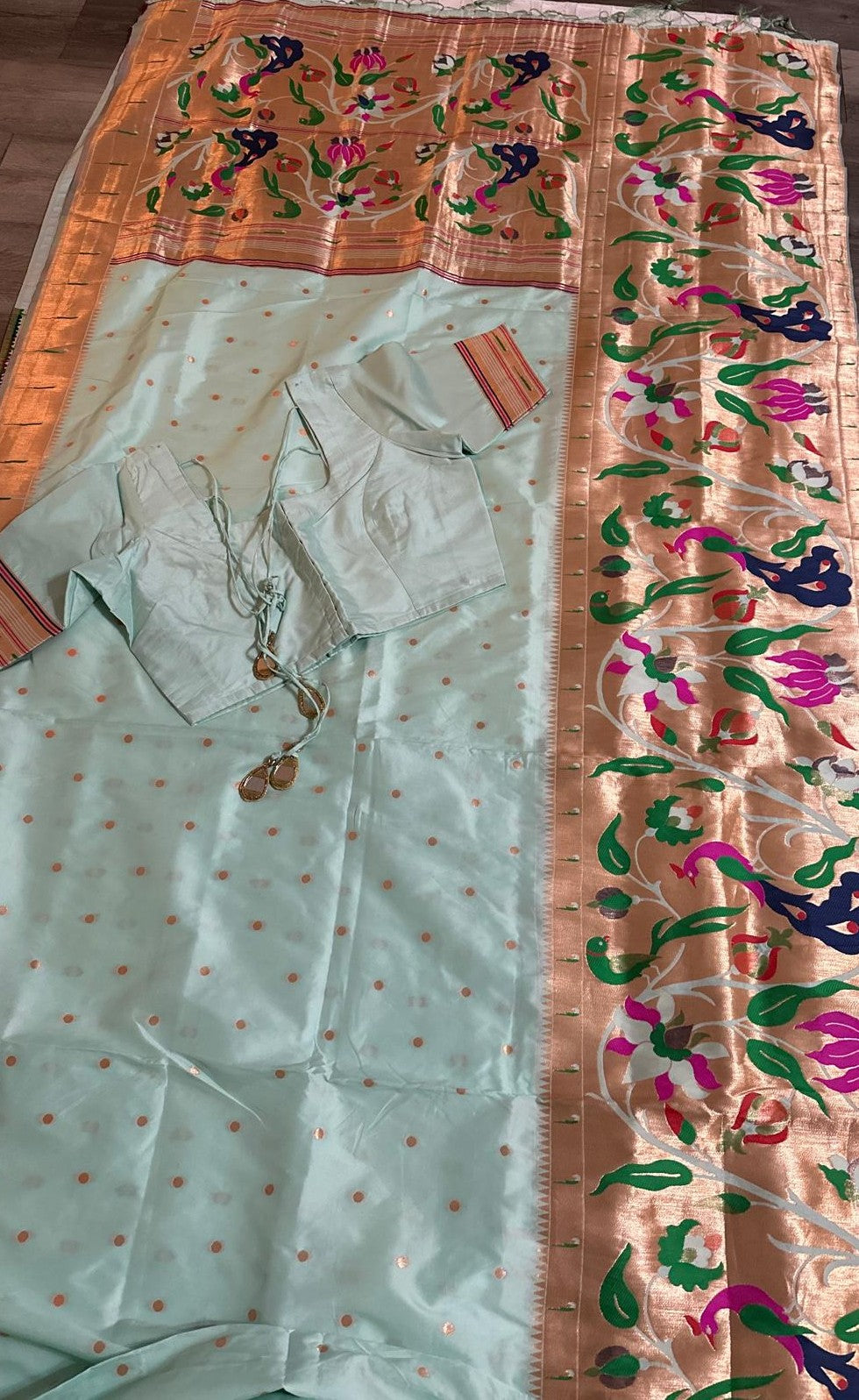 Soft Kanchipuram Paithani Saree-Sea Green