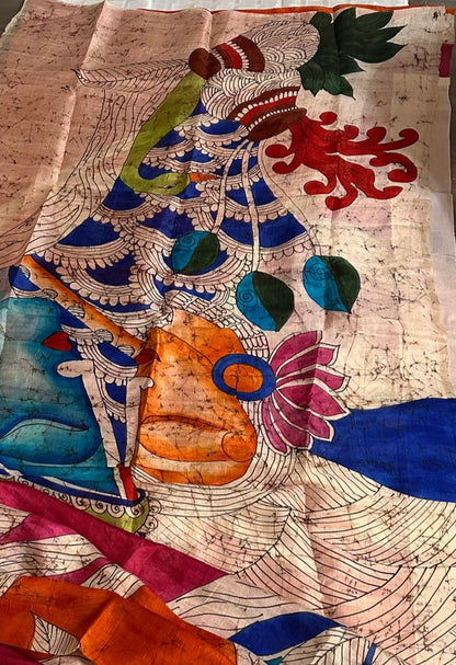 Pure Bishnupuri Silk Hand WaxBatik Sarees - Rust