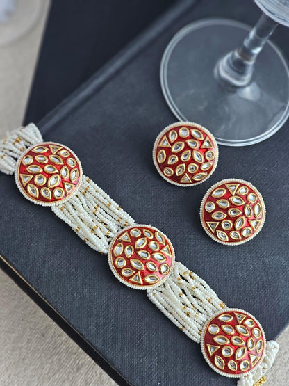 Rani Chokar Kundan Set Red