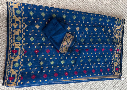 Bengal Handloom Jamdani Blue Multi