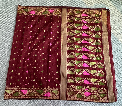 Bengal Handloom Jamdani Mehroon Multi