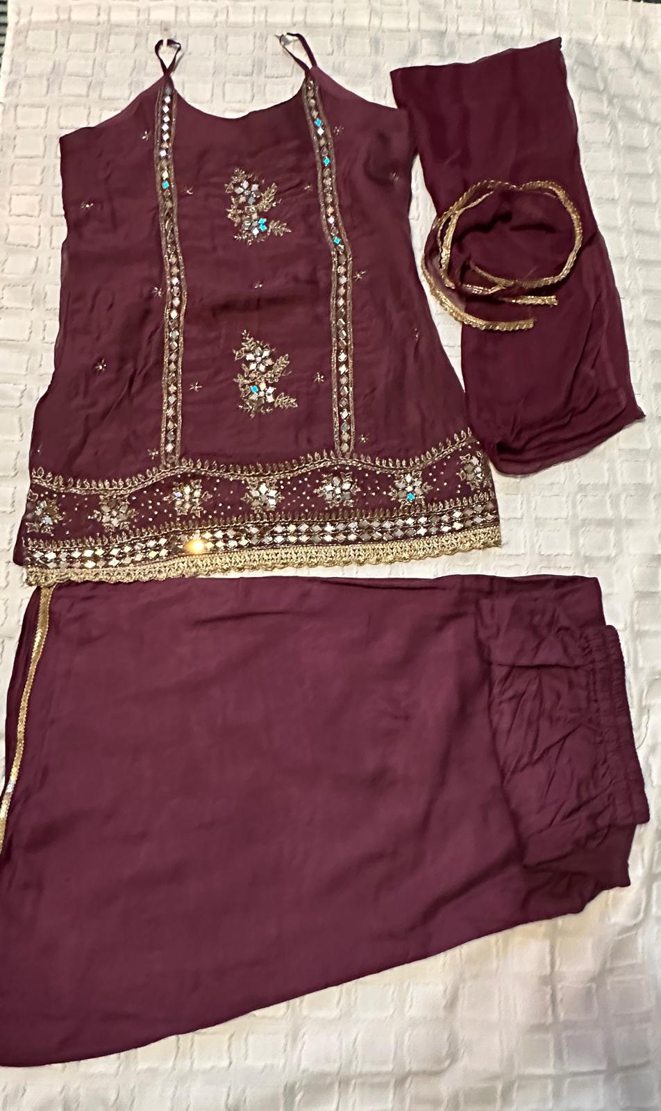 Boutique Custom Style  Stitched Plazzoo Suit