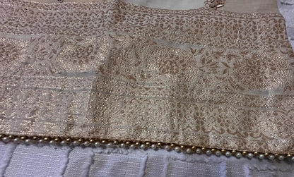Banarsi Salwar Suit - Gold Embroidered Straight Cut with Pants Rachna Suits