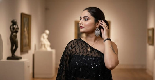 Black Off-Shoulder Palazzo Set - Custom-Stitched with Heavy Handwork