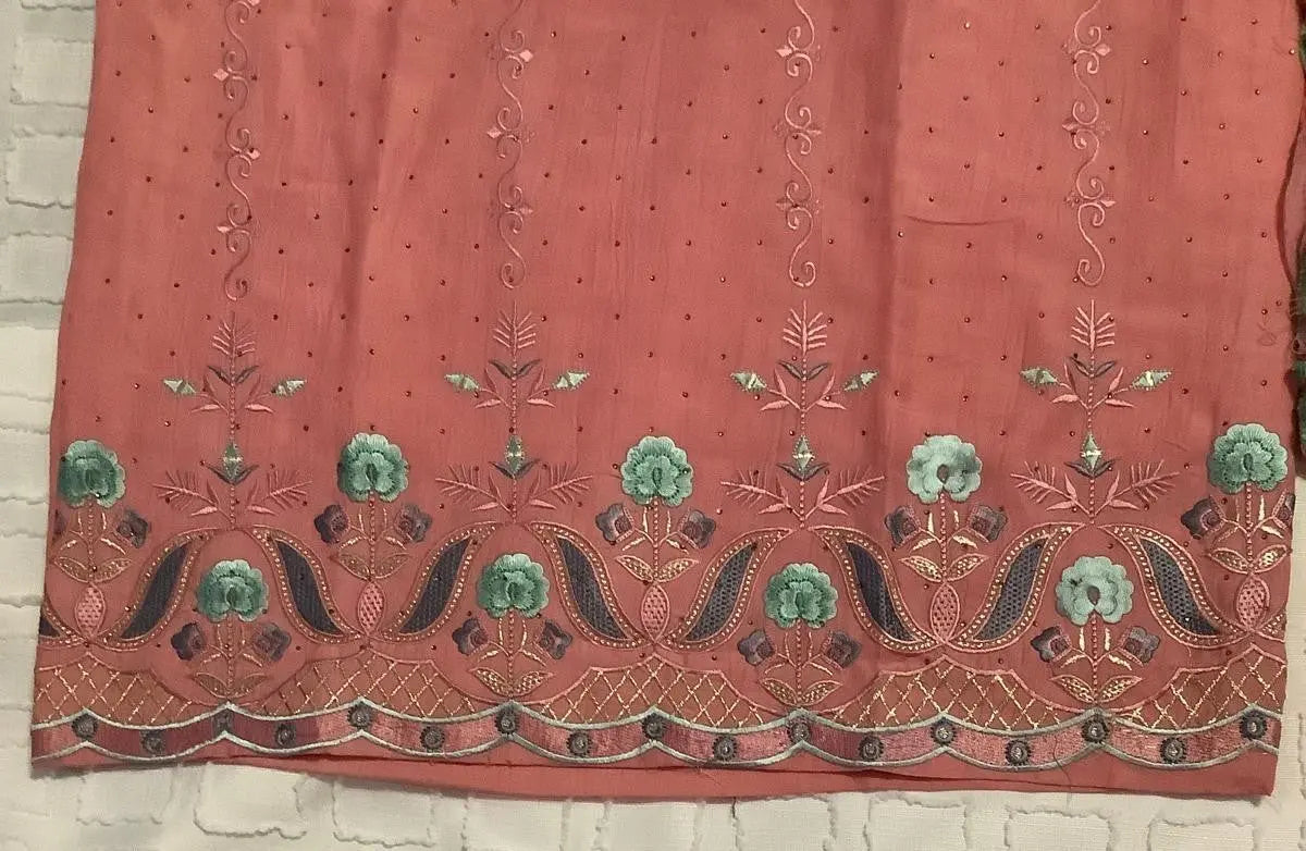 Embroidered Gajree Salwar Suit - Crystal Stone & Zari Work Rachna Suits