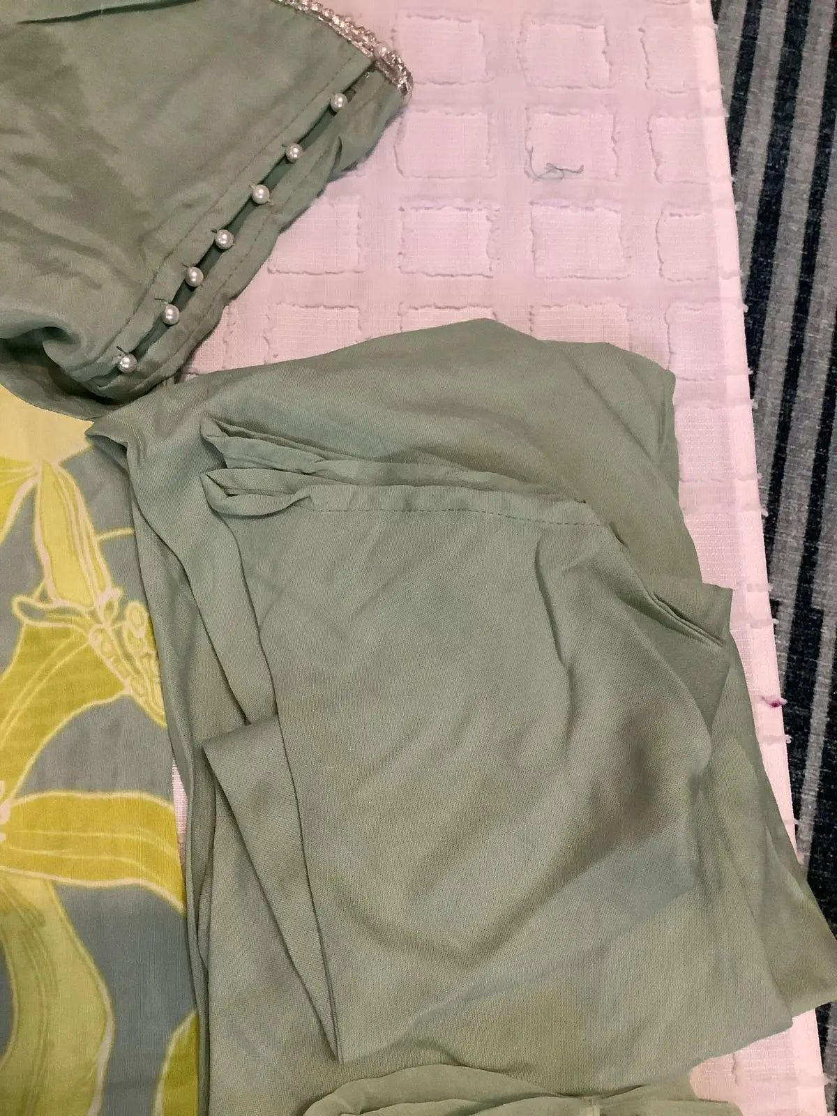 Sage Green & Lime Muslin Dhoti Salwar with Cutdana & Silver Lace Dupatta Rachna Suits
