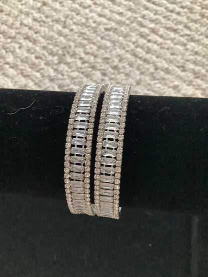 Chandini Silver AD Polish Bangles – Set of 2 Nikhar Jewelry
