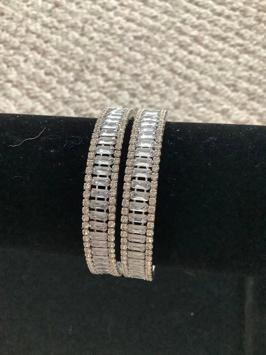 Chandini Silver AD Polish Bangles – Set of 2 Nikhar Jewelry