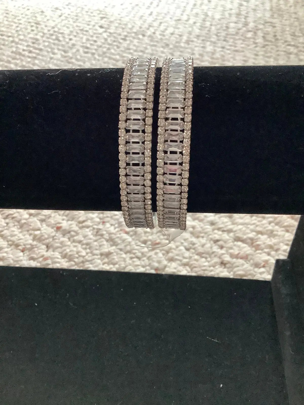 Chandini Silver AD Polish Bangles – Set of 2 Nikhar Jewelry