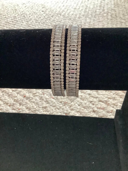 Chandini Silver AD Polish Bangles – Set of 2 Nikhar Jewelry