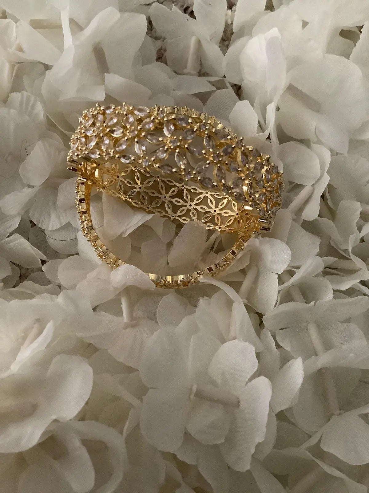Flower Luxuria AD Rose Gold Bangles – Set of 2 Nikhar Jewelry
