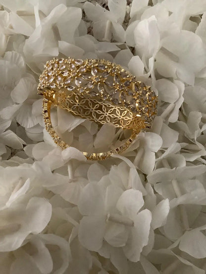 Flower Luxuria AD Rose Gold Bangles – Set of 2 Nikhar Jewelry