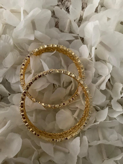 Flower Luxuria AD Rose Gold Bangles – Set of 2 Nikhar Jewelry