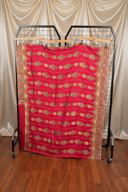 Rani Chinon Silk Saree with Fully Stitched Heavy Embroidered Blouse Ajmera