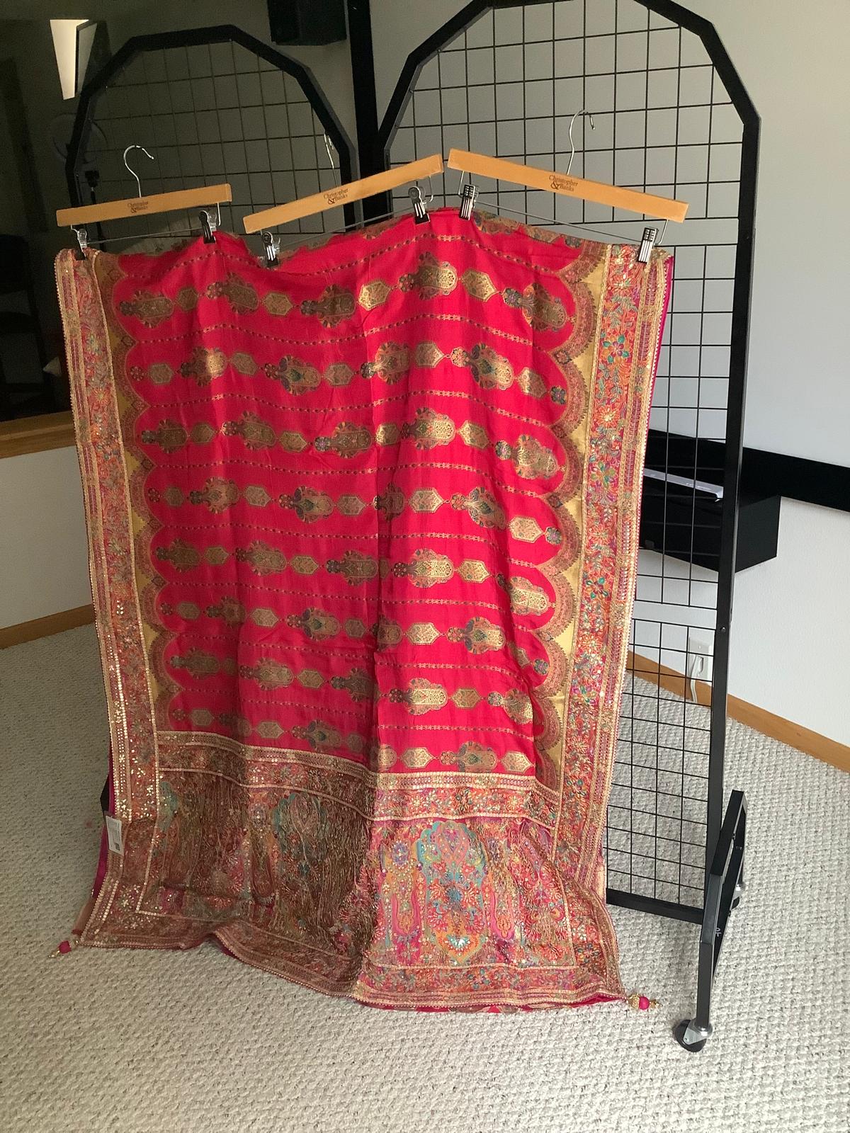 Rani Chinon Silk Saree with Fully Stitched Heavy Embroidered Blouse Ajmera