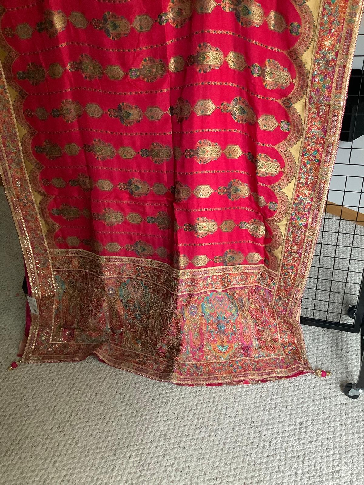Rani Chinon Silk Saree with Fully Stitched Heavy Embroidered Blouse Ajmera