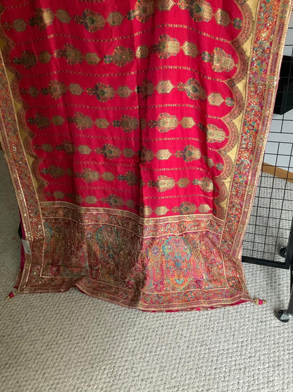 Rani Chinon Silk Saree with Fully Stitched Heavy Embroidered Blouse Ajmera