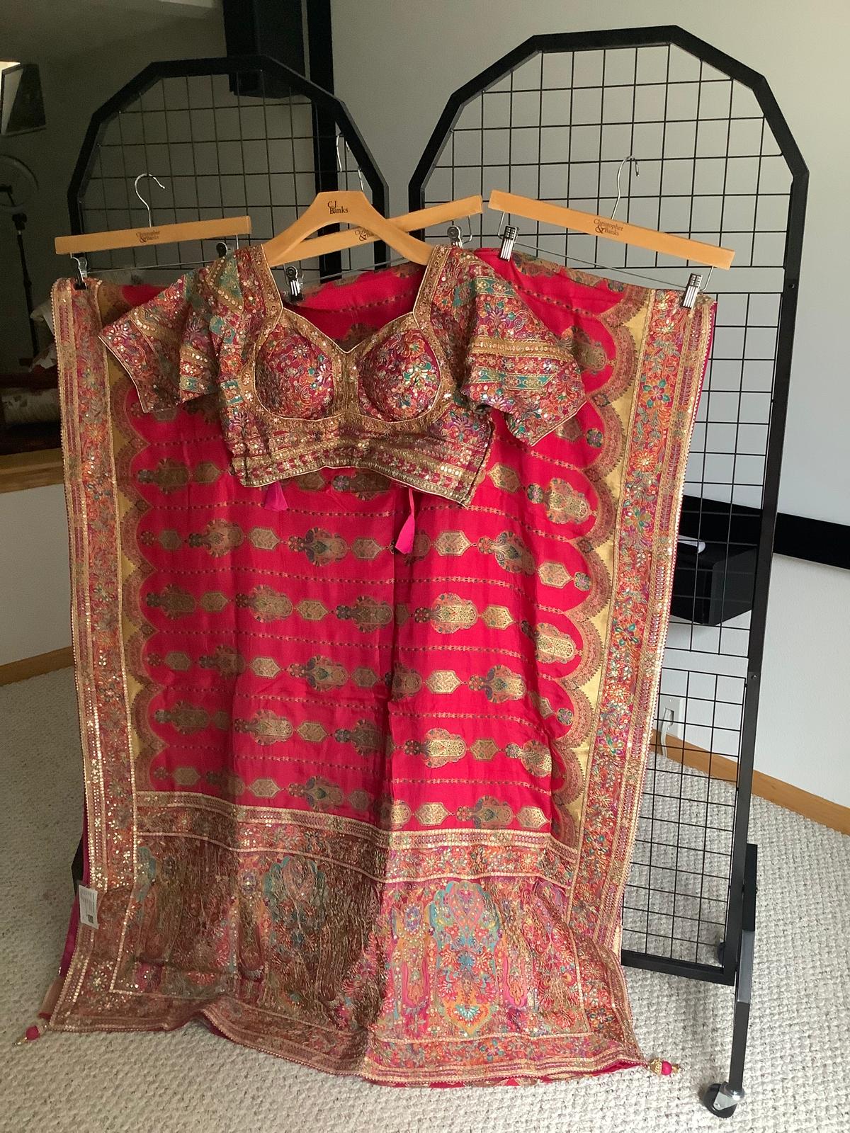 Rani Chinon Silk Saree with Fully Stitched Heavy Embroidered Blouse Ajmera