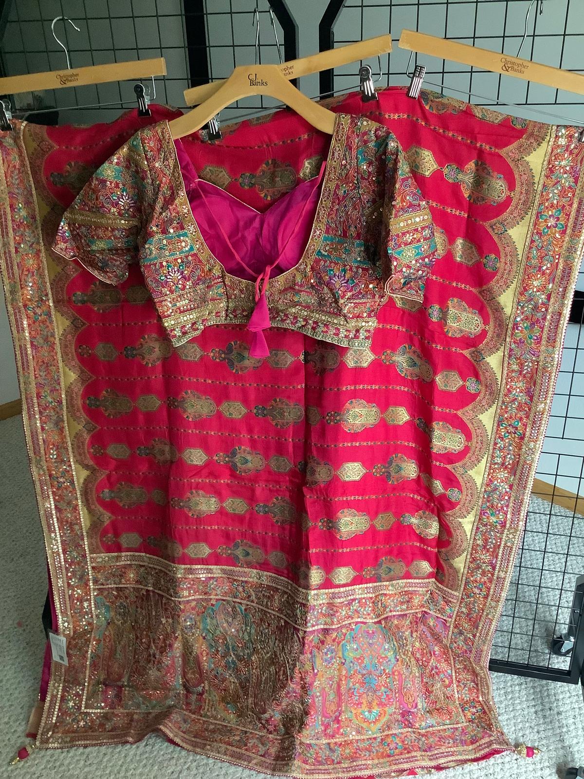 Rani Chinon Silk Saree with Fully Stitched Heavy Embroidered Blouse Ajmera