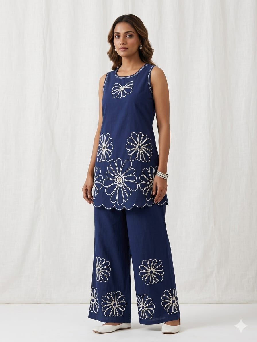Coord Set sleeveless Blue Deepika's Adornments