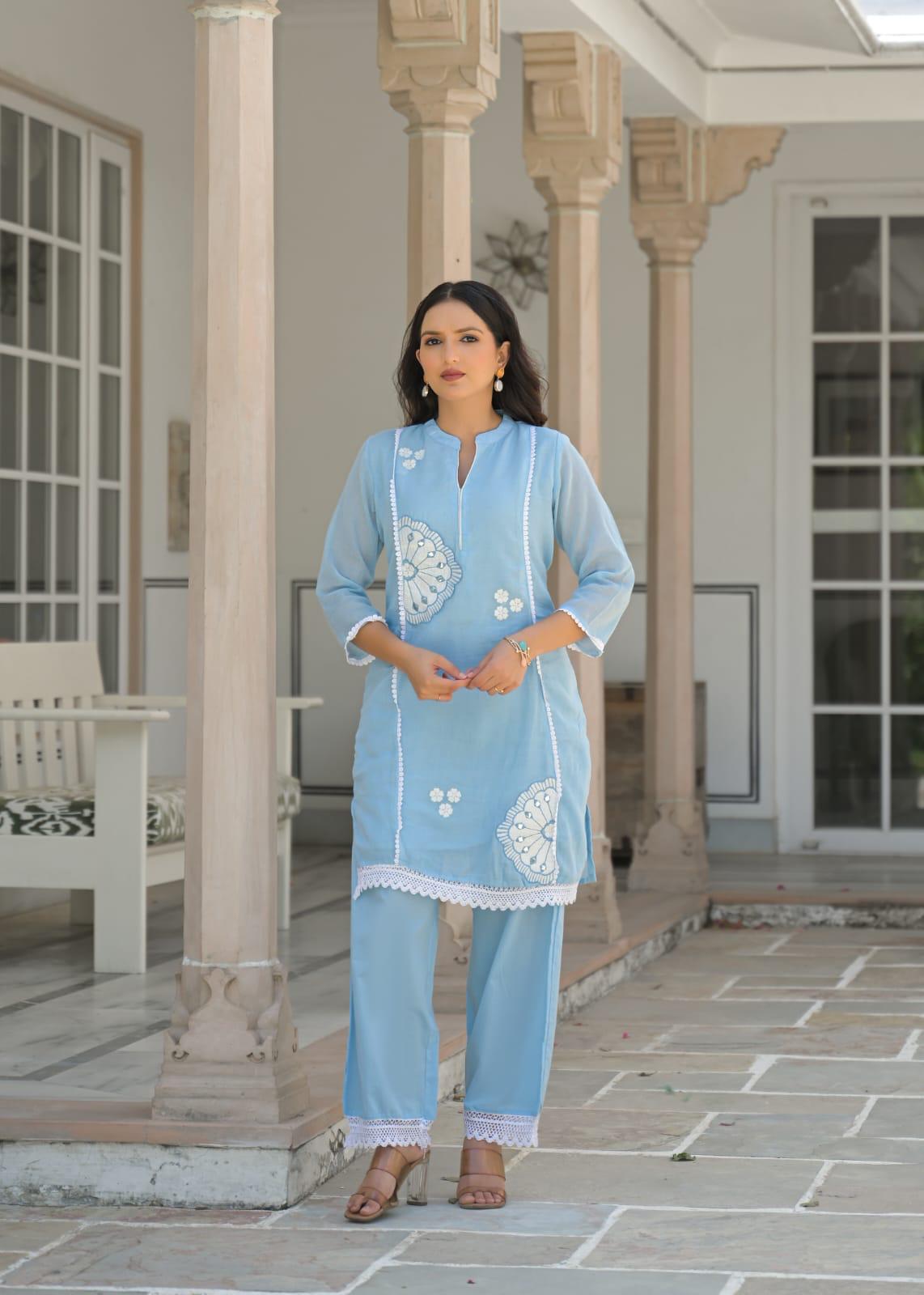 Coord Set Mul Cotton -Blue Deepika's Adornments