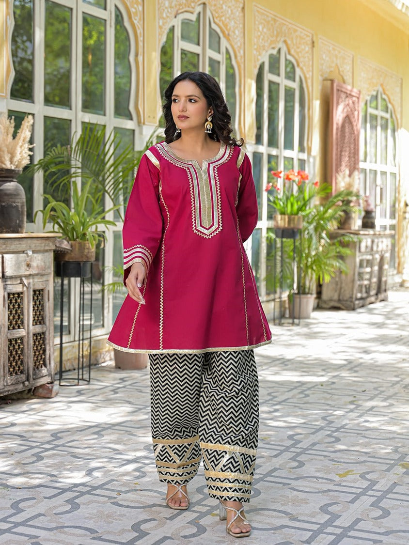 Coord Set White Cotton Coord Set - Farshi (Pink) Raghvi Enterprise