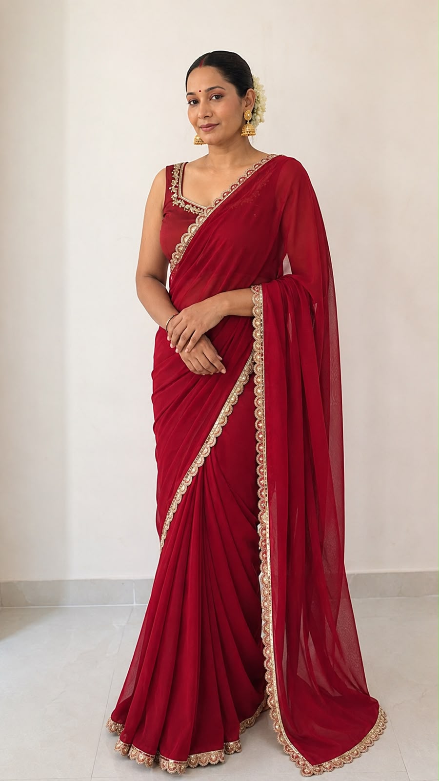 Luxury Ready-to-Wear Red Saree Maha Collection