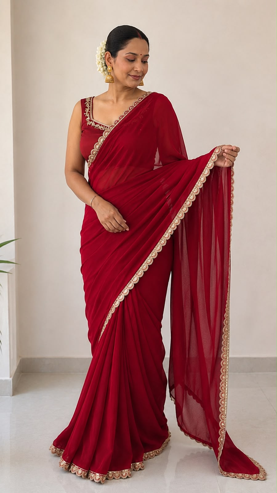 Luxury Ready-to-Wear Red Saree Maha Collection