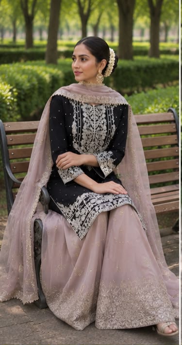 Luxury Black Sharara Set Maha Collection