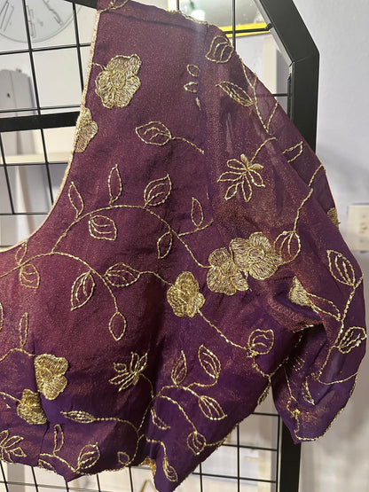 Plus Size Party Wear Blouse - Wine | Size 54 Maha Collection