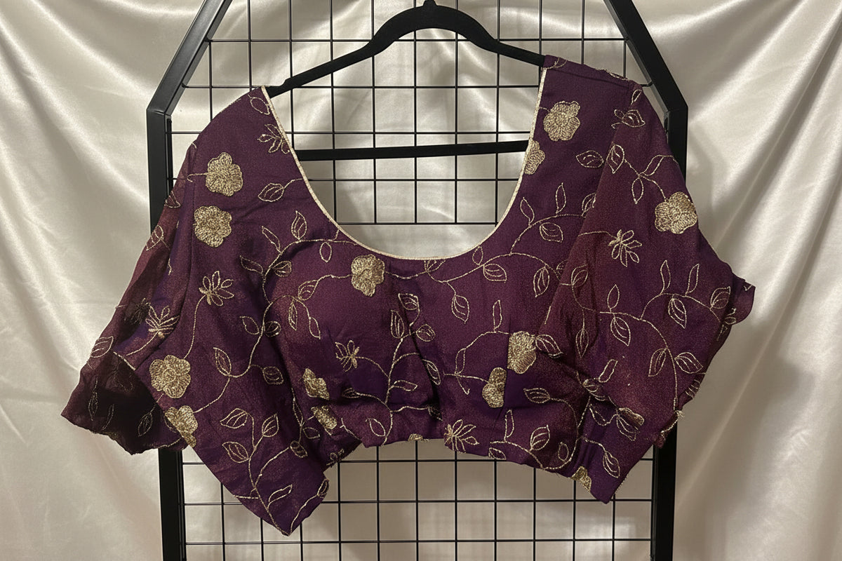 Plus Size Party Wear Blouse - Wine | Size 54 Maha Collection