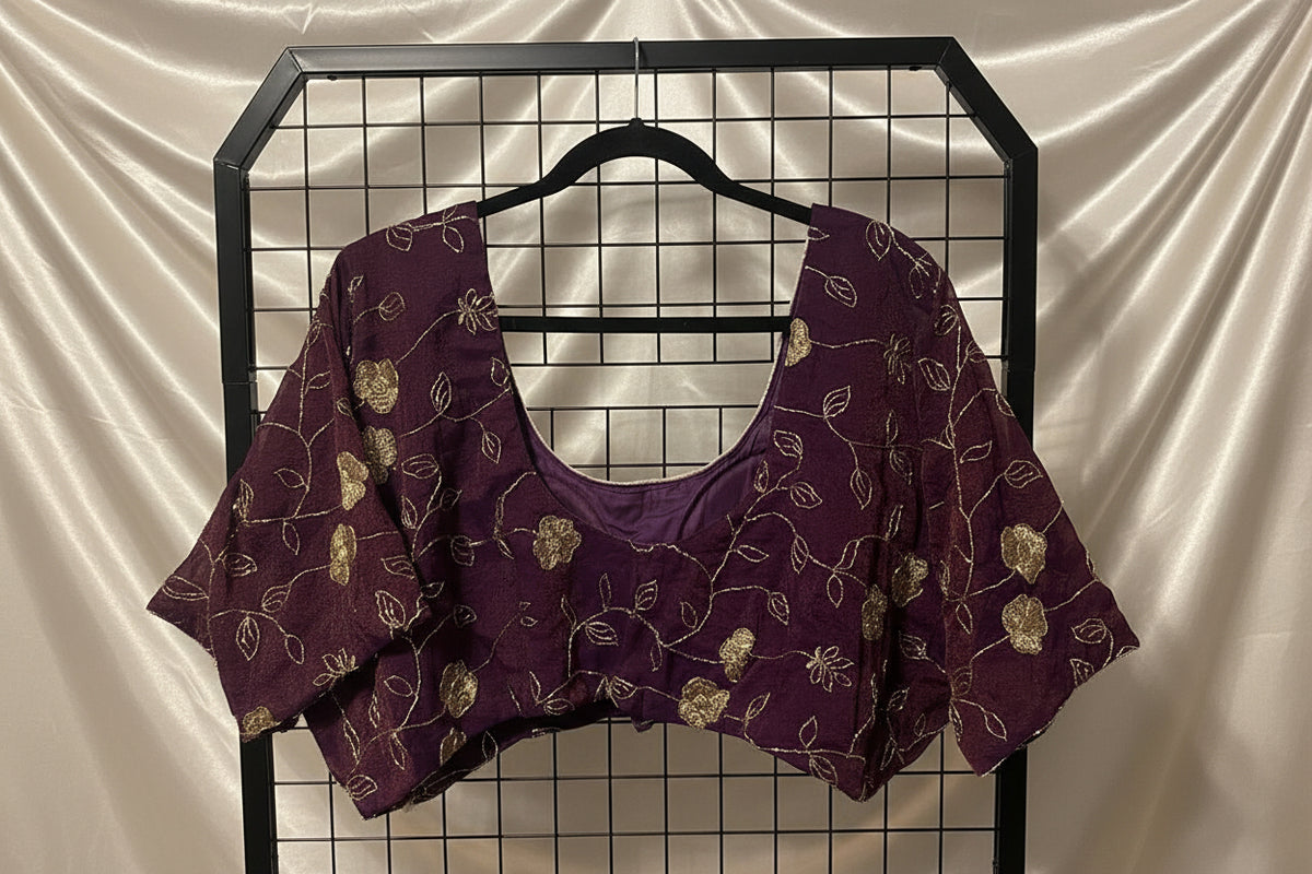 Plus Size Party Wear Blouse - Wine | Size 54 Maha Collection