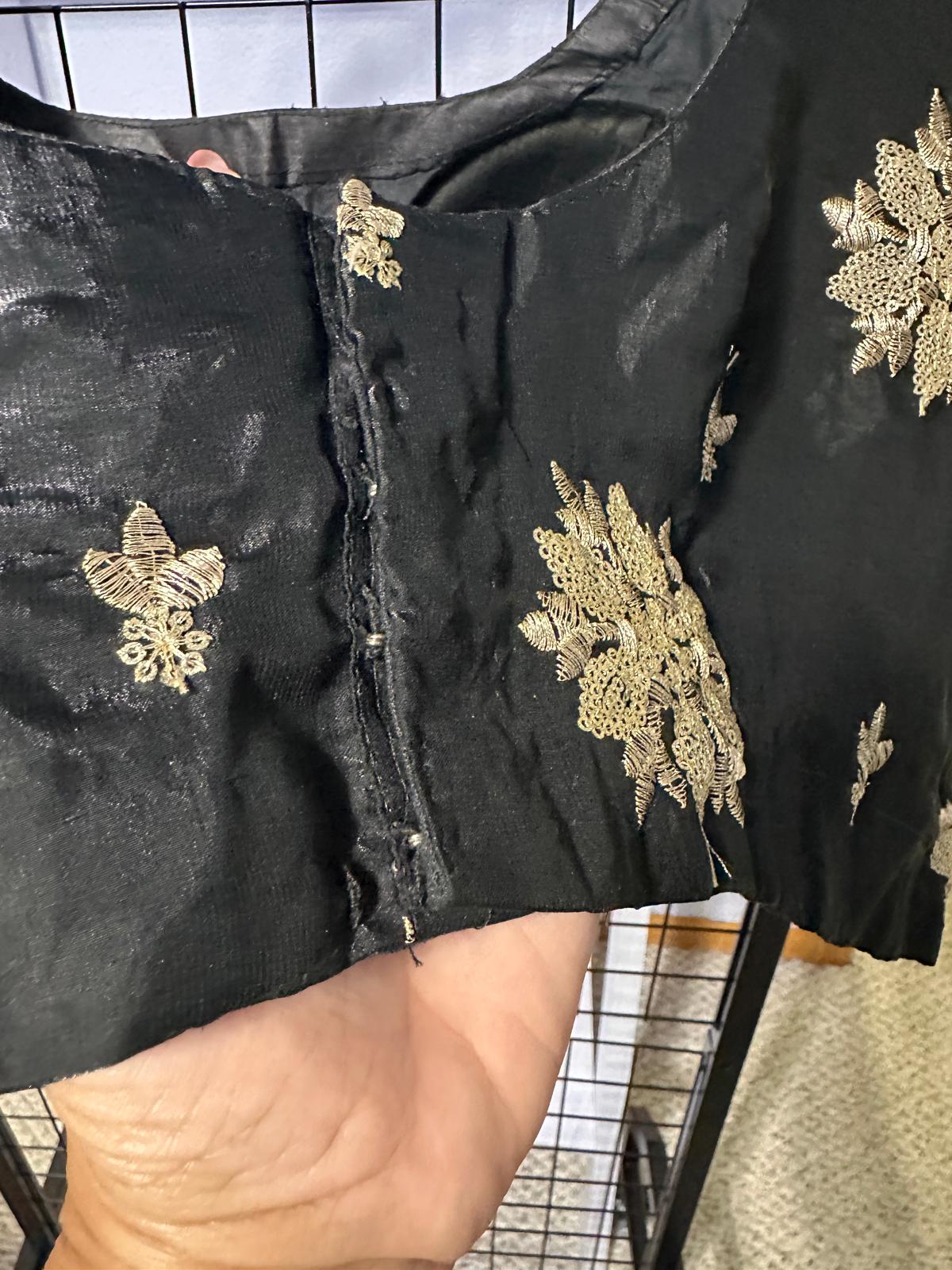 Plus Size Party Wear Blouse - Black (Fandy Silk) | Size 54 Maha Collection