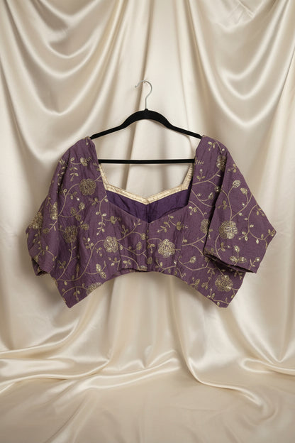 Plus Size Party Wear Blouse - Purple (Mix Crepe) | Size 54 