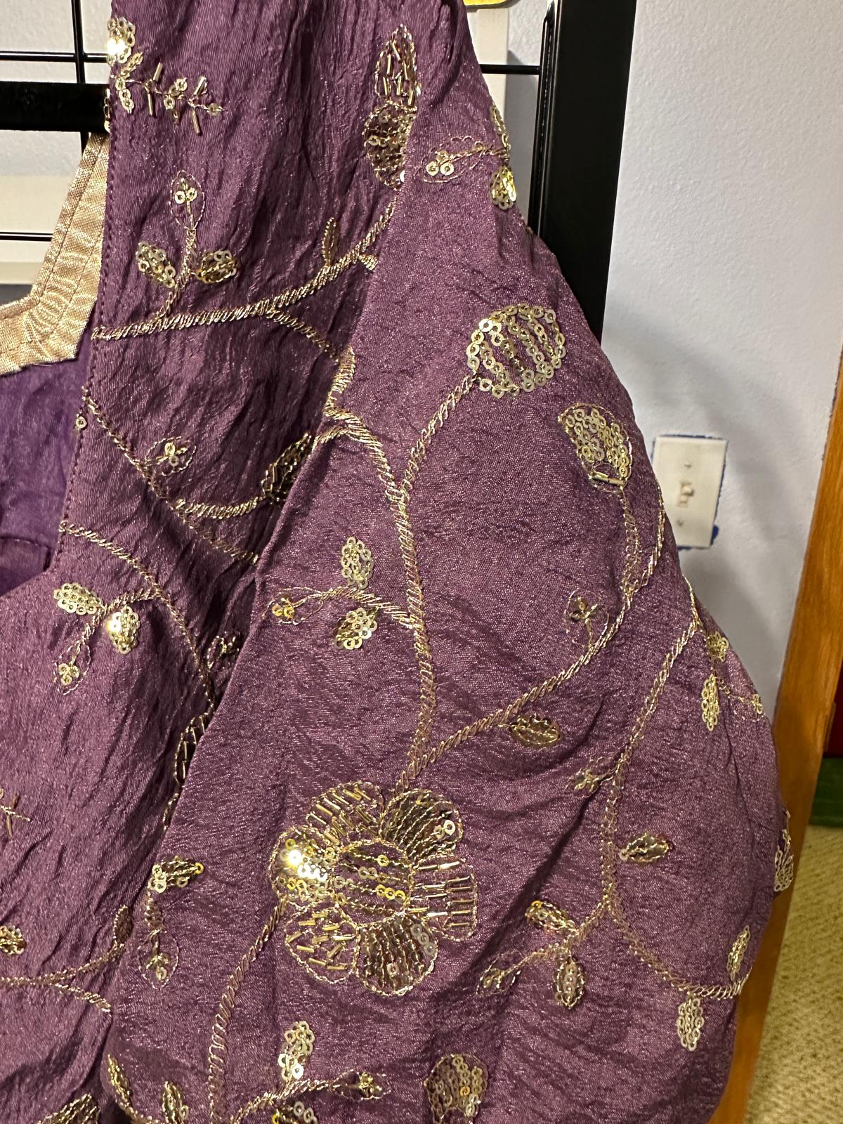 Plus Size Party Wear Blouse - Purple (Mix Crepe) | Size 54 Maha Collection