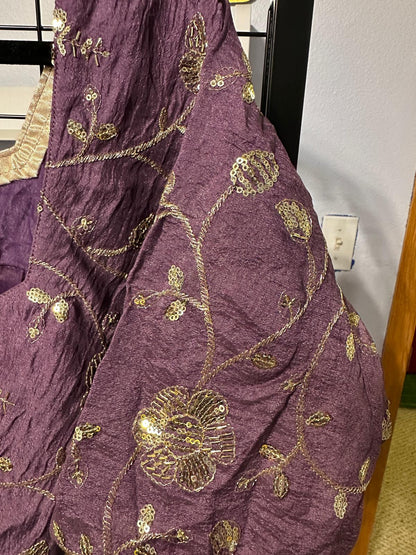 Plus Size Party Wear Blouse - Purple (Mix Crepe) | Size 54 Maha Collection