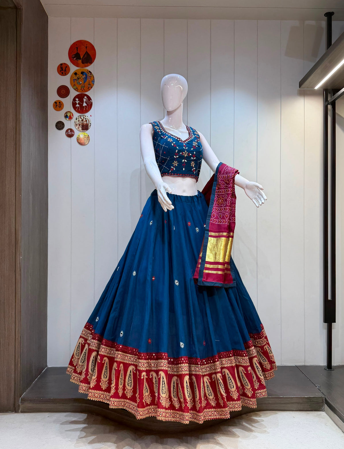 Pure cotton chaniya choli with heavy ajrakh border skirt Deepika's Adornments