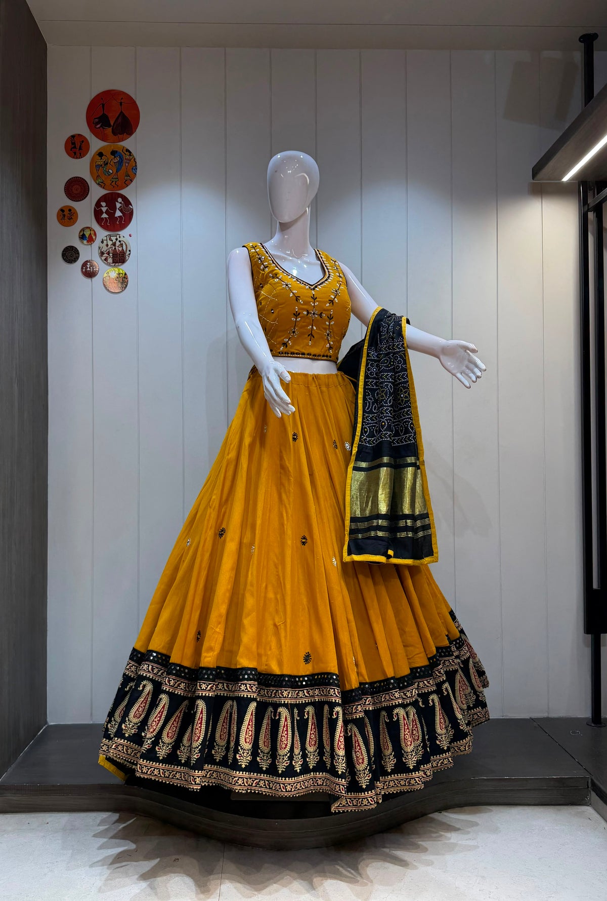 Pure cotton chaniya choli with heavy ajrakh border skirt Deepika's Adornments