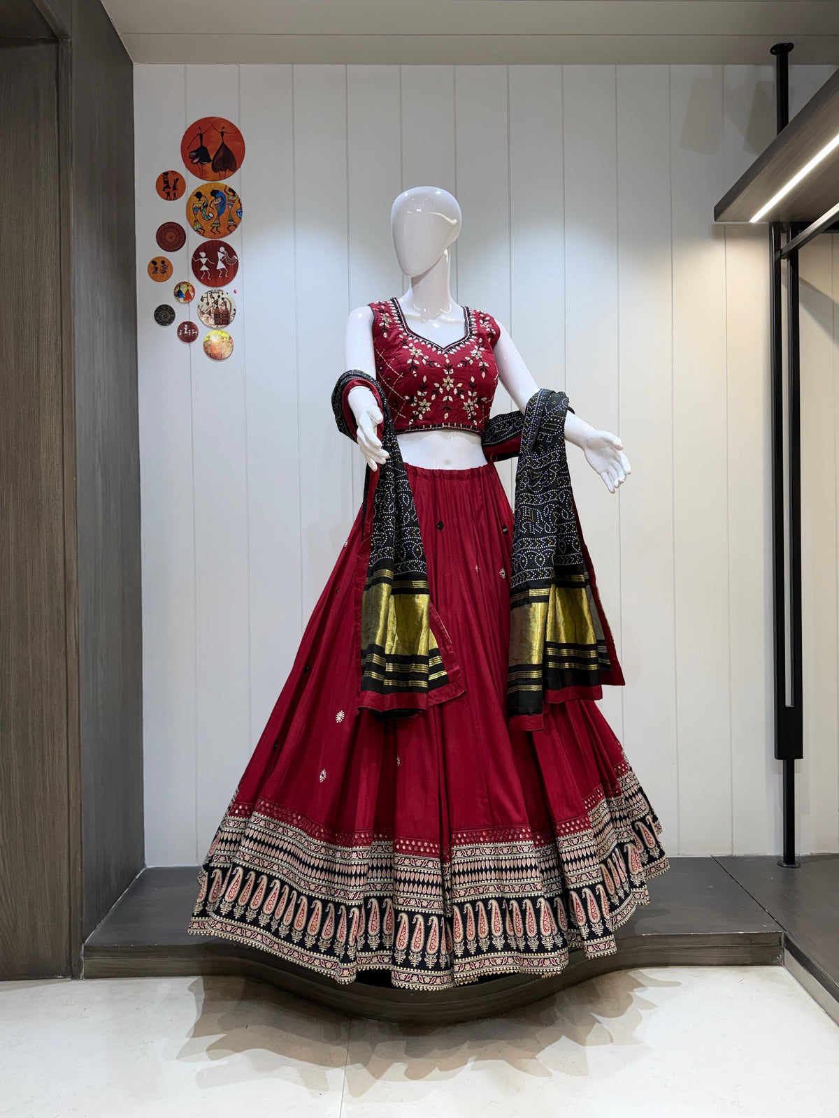 Pure cotton chaniya choli with heavy ajrakh border skirt Deepika's Adornments
