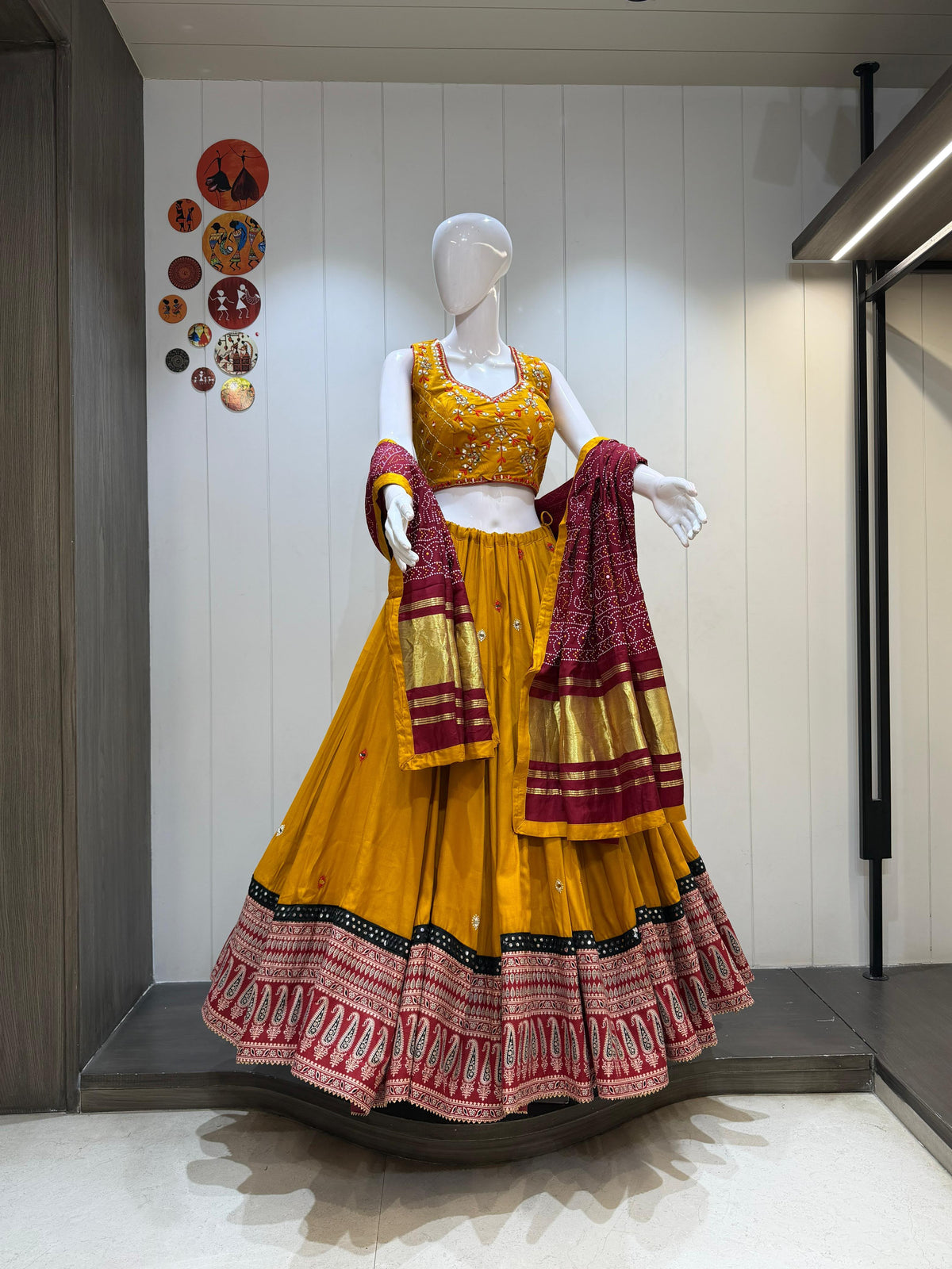 Pure cotton chaniya choli with heavy ajrakh border skirt Deepika's Adornments