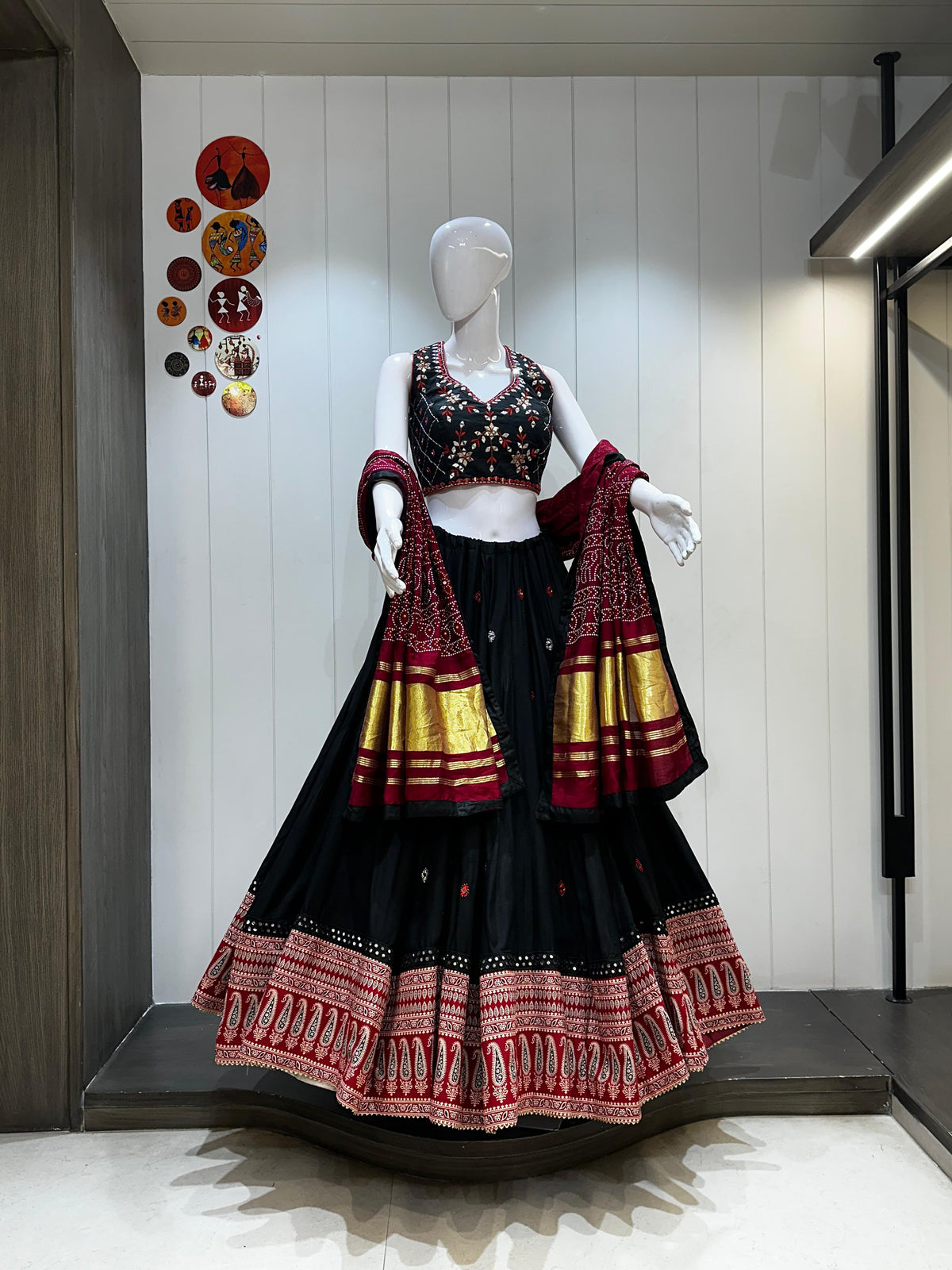 Pure cotton chaniya choli with heavy ajrakh border skirt Deepika's Adornments