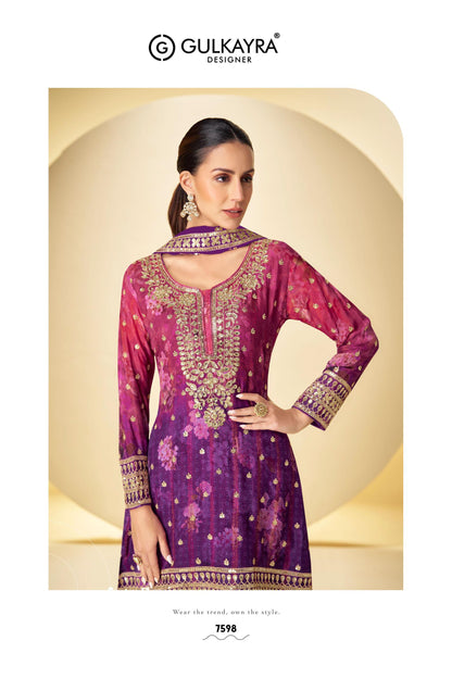 Chinon Floral Palazzo Suit with Dupatta | Size 44 Deepika's Adornments