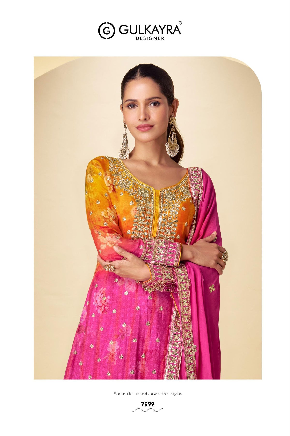 Chinon Floral Palazzo Suit with Dupatta | Size 44 Deepika's Adornments