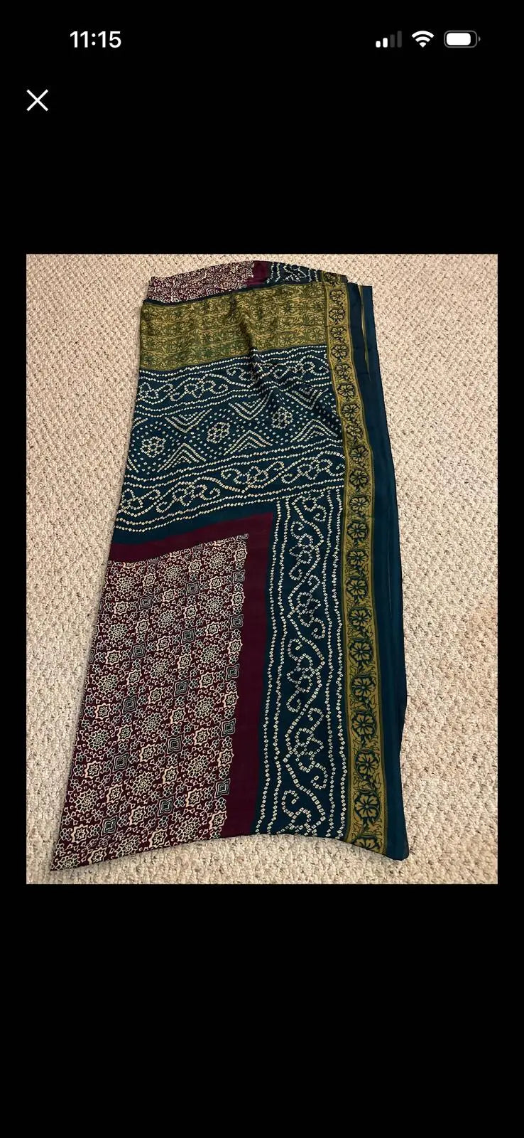 Modal Silk Ajrakh Bandhej Saree - Teal Dipannita Handloom