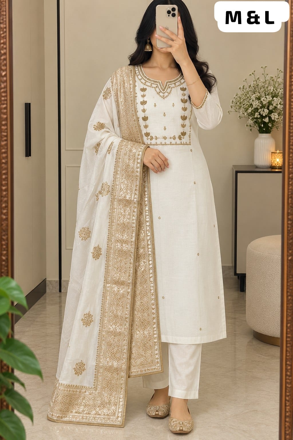 Plus Size Embellished Kurti Pant Set with Dupatta | 3XL and 6XL Rutva Fashions
