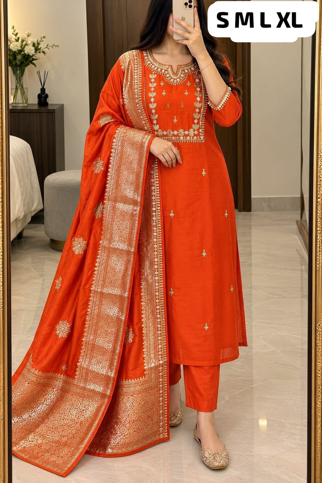 Plus Size Embellished Kurti Pant Set with Dupatta | 3XL and 6XL Rutva Fashions
