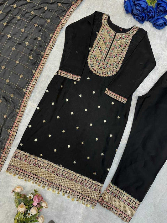 Fancy Black Straight Suit