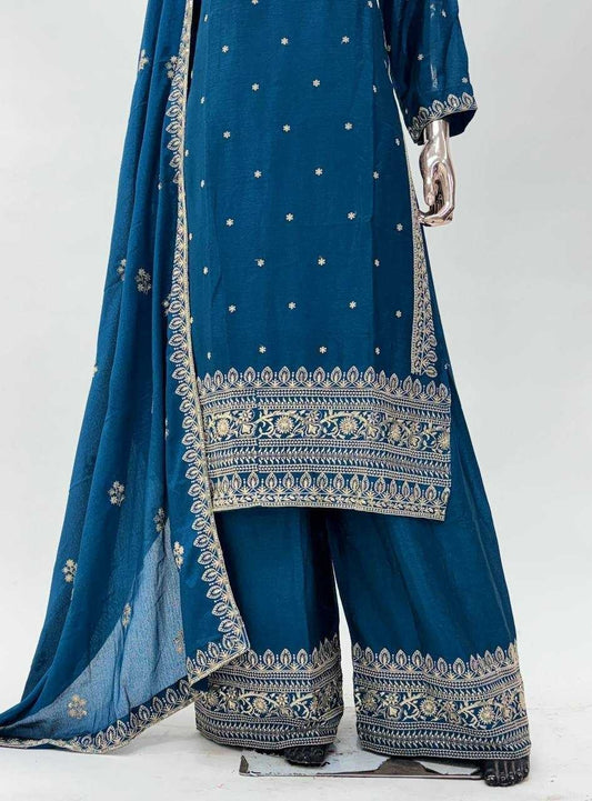 Chinnon Kurti-Teal Blue suit