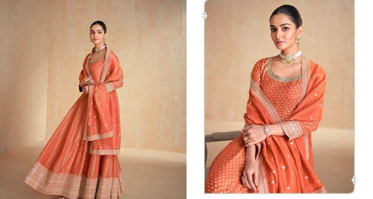 Viscose Long Suit-Peach Orange