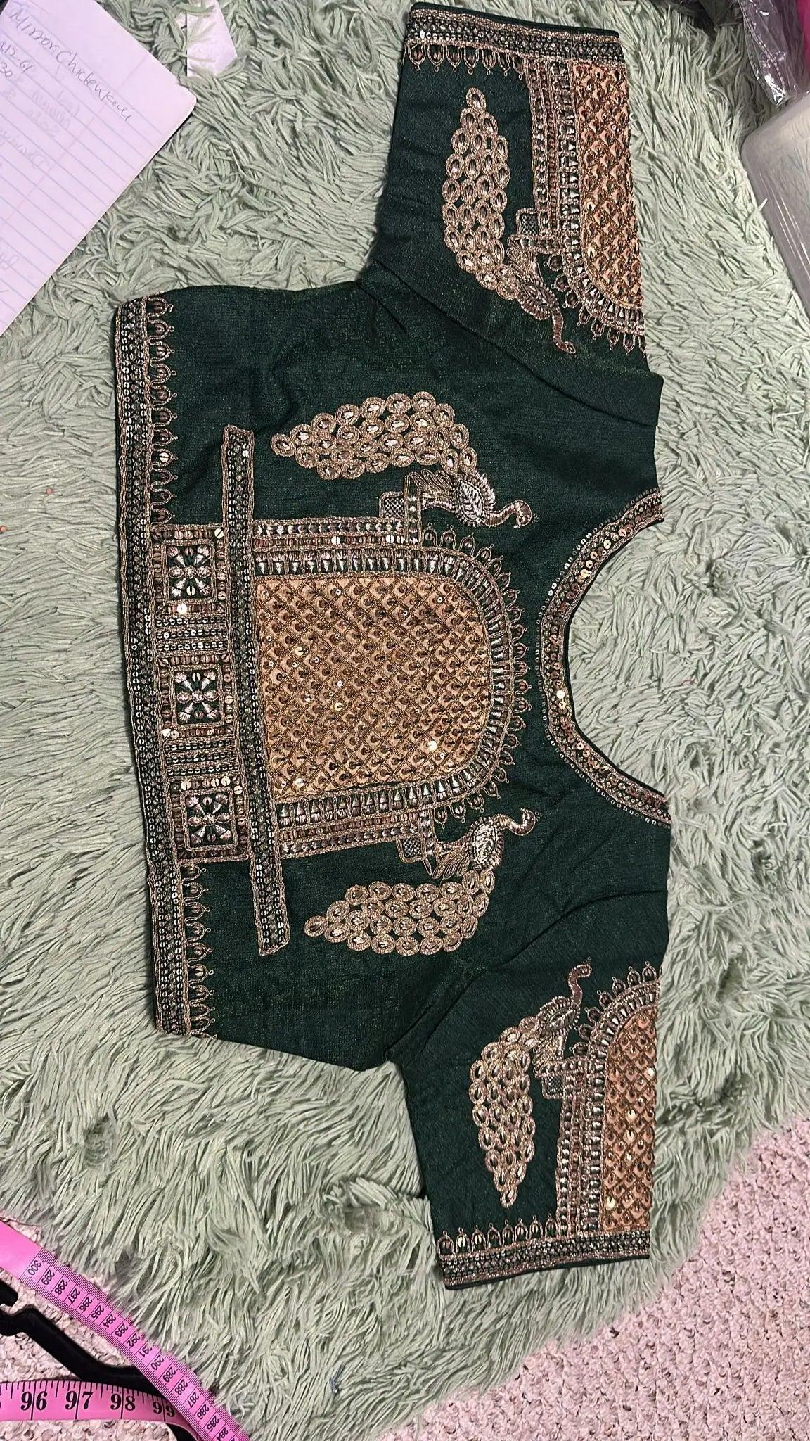 Party Wear Blouse -Green YADU NANDAN FASHIONS Keevaa Exports